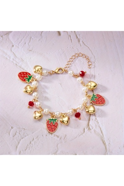Choice Type3 ​Women Bracelet Cherry Strawberry Heart Pearl Chain | Stainless ...