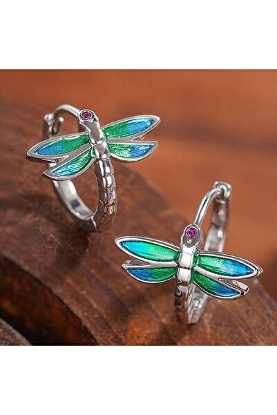 Choice E5398 Huitan Dragonfly Shaped Women Hoop Earrings Silver Color Party D...
