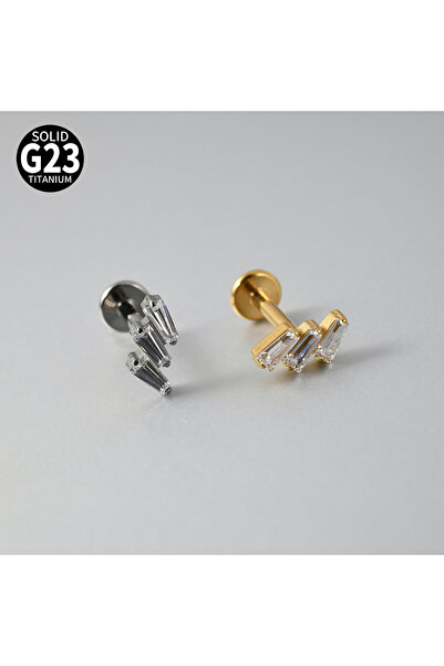 Choice17 1PC 1.2x8mm Golden 1PC Style K 1PC Cz Crown G23 Pure Titanium Lip St...