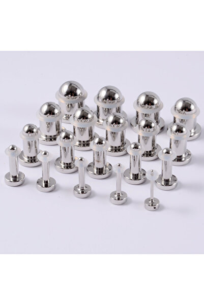 Choice16 Silver 19Pcs Mixed Size 1/19pcs 316L Surgical Steel Mirror Face Ear ...
