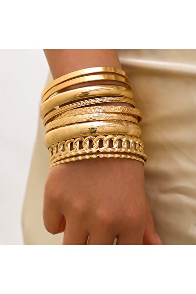 Choice Gold 10pcs/set Metal Bangles Set For Women Heavy Punk New Styles Hipho...