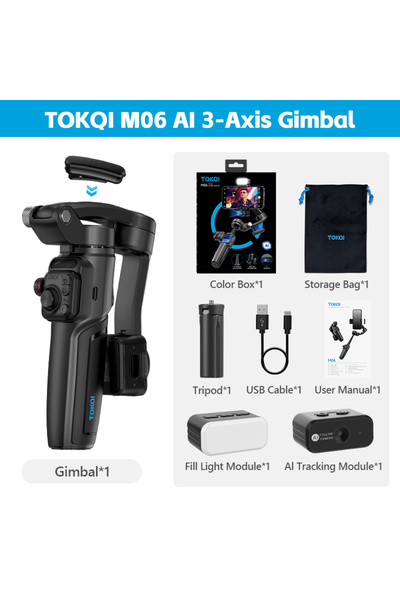 Choice M06 AI Gimbal TOKQI M06 Handheld Gimbal Face Tracking Stabilizer, for ...