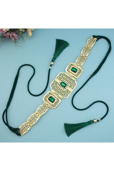 Choice nvsbt11011green Sunspicems Gold Color Morocco Caftan Belt Hand Rope Ch...