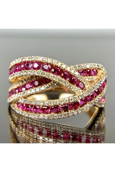 Choice 6 T0805 Huitan Gorgeous Gold Color Cross Ring Female Party Jewelry wit...
