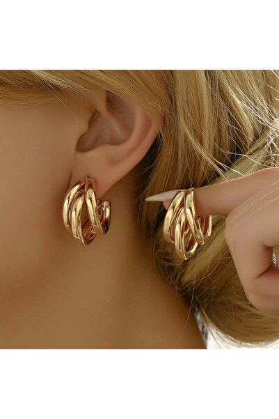 Choice 01 Elegant Gold Color Circled Hoop Earring for Woman Metal Elegant Vin...
