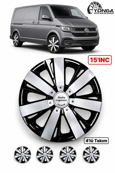YONGA OTO AKSESUAR VOLKSWAGEN TRANSPORTER 15 İnç Jant Kapağı 4'lü Set Siyah G...