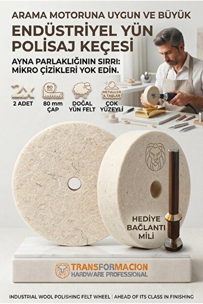 Transformacion 2 Lİ Polisaj Keçesi VE Bağlantı Aparatı 80mm | Sert Yün Disk |...