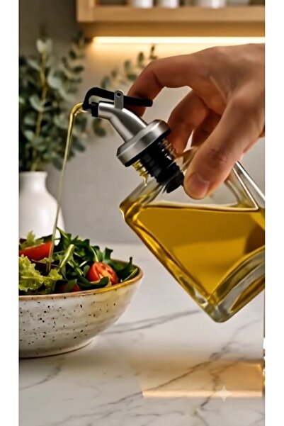 Trend Home Life 2’li Gümüş Başlıklı Cam Yağdanlık & Sirkelik Seti 200 ml – Damlatmaz Yağ Şişesi