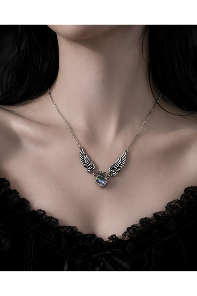 KİRAZ ÇİÇEĞİ JEWELRY Kore tarzı YANSIMALI GOTİK KALP KOLYE