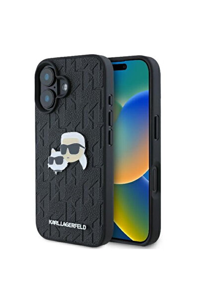 Karl Lagerfeld Husa iPhone 16 - Carcasă rigidă din piele cu monogramă (KLHCP1...