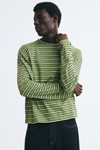 H&M Uzun Kollu İnterlok Tişört Regular Fit