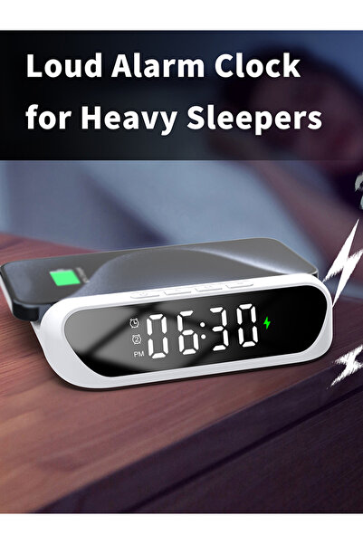 Choice WHITE Multi-Functional Charger, Desktop Clock Mobile Phone Wireless Ch...