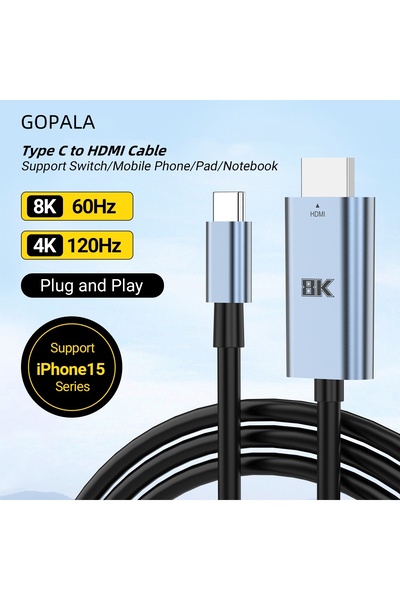 Choice 2m USB C to HDMI Cable 8K@60Hz 4K@120Hz HDTV Adapter Converter, Type C...