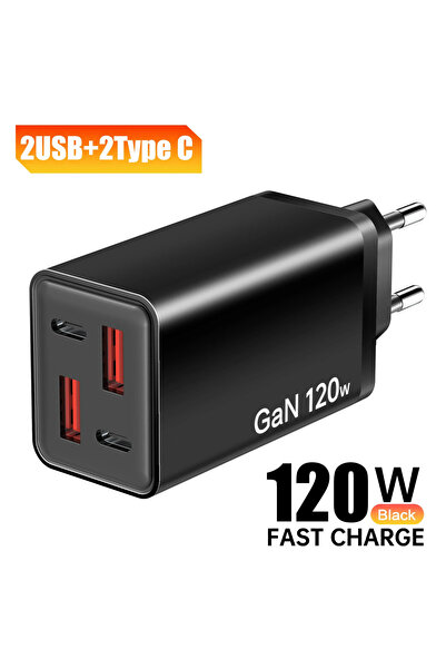 Choice6 EU Black Total 120W GaN USB Mobile Phone Charger Type C Fast Charging...