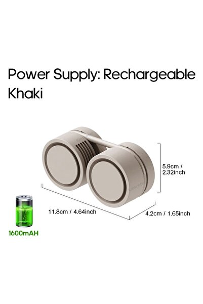 Choice1 Beige Portable Neck Fan Foldable Mini USB Fan, Rechargeable 1600mah C...