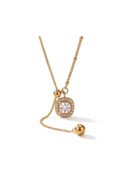Siya Silver Zircon Stone Elevator Steel Y Necklace - with Heart and Baguette ...