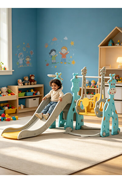 Sheinhome 4‑in‑1 Kids Slide and Swing Playset, Toddler Slide for Kids with Ba...