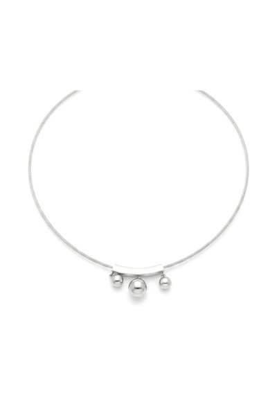 Siya Silver Non-Tarnish Steel Dangling Ball Design Necklace