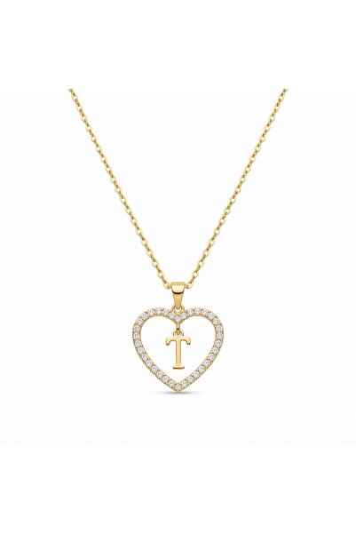 Siya Silver Zircon Stone Heart Letter Necklace - Gift Boxed