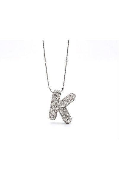 Siya Silver Non-Tarnish Steel Zircon Stone Balloon Necklace-Silver Color