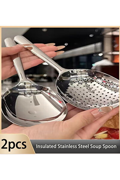 Choice 2pc-Spoon Set 2Pcs Stainless Steel Ladles For Serving Soup Rice Servin...