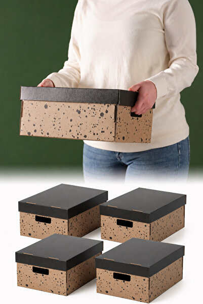 Binbirreyon Covered Storage Box Set 4 Piece Set Archive Pantry Box Dd017