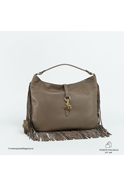 Posete Fagaras Poseta Piele Bonnie - Taupe, Geanta Casual din Piele Naturala,...