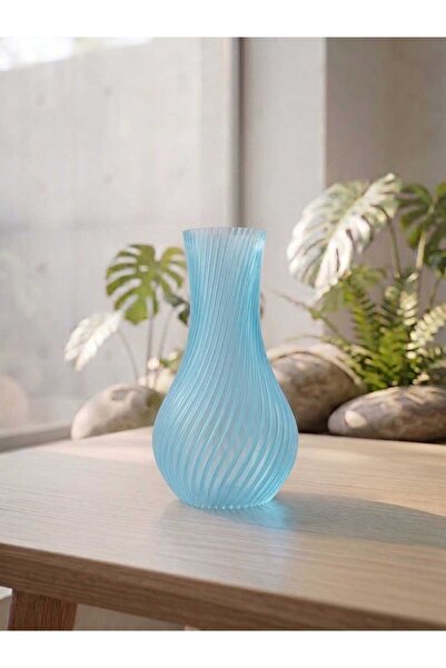 KENAR Dekoratif Vazo, 15 cm, 3D Baskı (Açık Mavi)