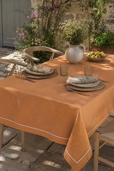 ÖDEL BULDAN Buldan Fabric Tablecloth with Piping - Mustard
