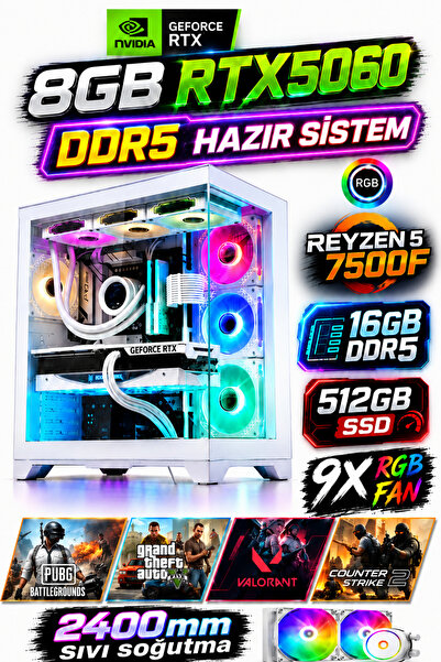 Dmc N273 Win11 / Ryzen 5 7500F / 16GB DDR5 /512GB SSD / 8GB RTX5060 / Sıvı so...