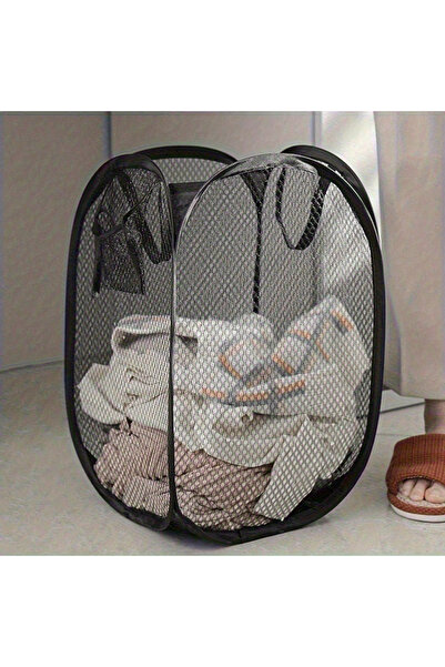 Choice Black. "Lightweight" large pop-up mesh laundry basket with handles - l...