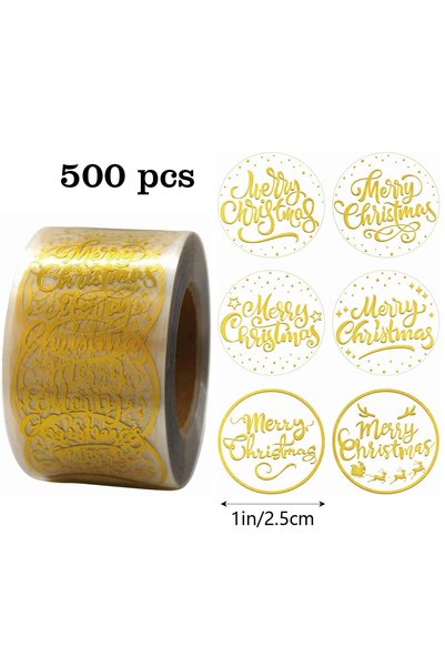 choice2 H0629-04 500pcs 1 inch Round Transparent Merry Christmas Stickers Sel...