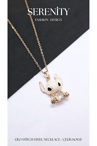 Serenity Colorful Enamel Lilo Stitch Steel Necklace