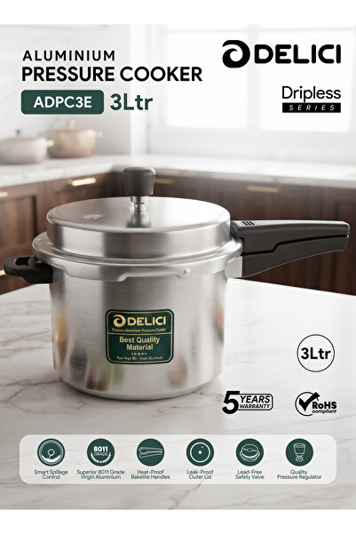 DELICI Delici Pressure Cooker Dripless 3 Litre NIB | Superior Virgin Aluminiu...