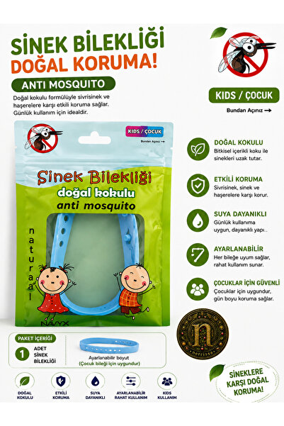 Genel Markalar Çocuk Sinek Kovucu Bileklik Doğal Kokulu Anti Mosquito Ayarlan...