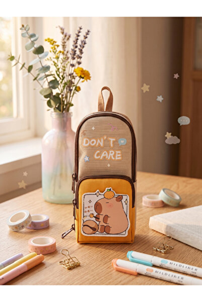 Dörtel Tedarik Cartoon Capybara Pencil Case Large Capacity Pen Bag Stationery...
