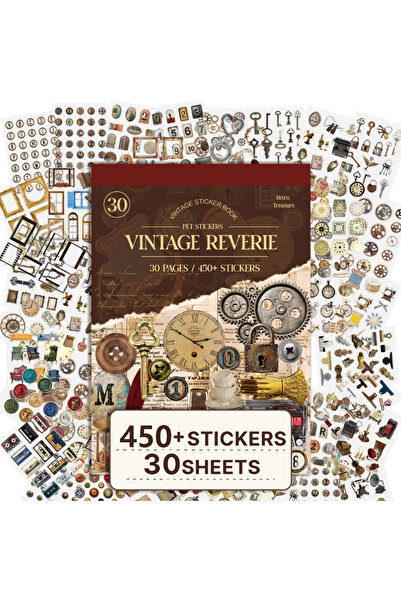 Choice Vintage Reverie 30 Sheets Vintage Industrial Sticker Book 450+ Pcs Dur...