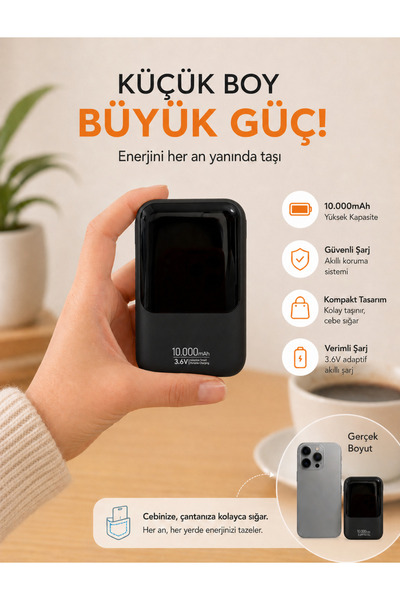 TEKNOAS İLETİŞİM 10.000 mAh Çoklu Kablolu Powerbank – Type-C / İphone / Micro...