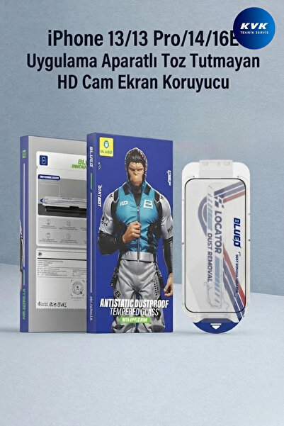 BLUEO B iPhone 13/13 Pro/14/16E Full Cover HD Glass Anti-Static Uygulama Apar...