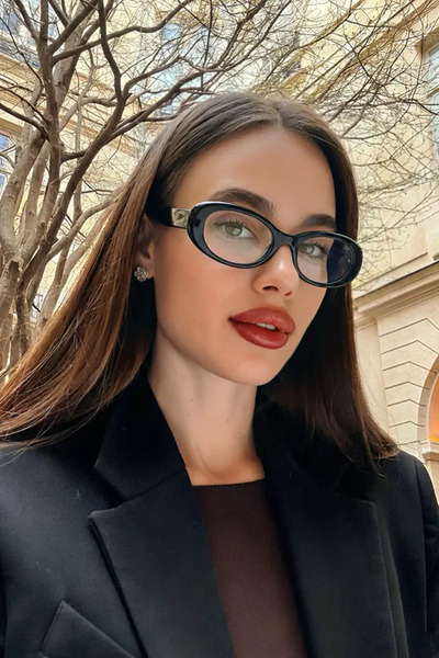 Chunky Frame Egg Classic Vintage Blue Block Luxury Ellipse Glasses