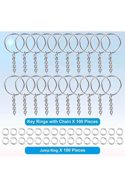 Choice Keychains Jump Rings 100Pcs Keychains with Chain and 100Pcs Jump Rings...