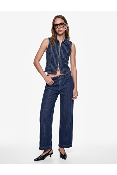 Koton Pantaloni din denim cu talie normală, buzunare, nasturi și picior larg,...
