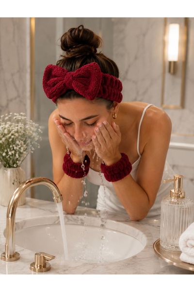 GA Gleam Atelier Plush Wristband + Makeup / Spa / Hair Care Band Set
