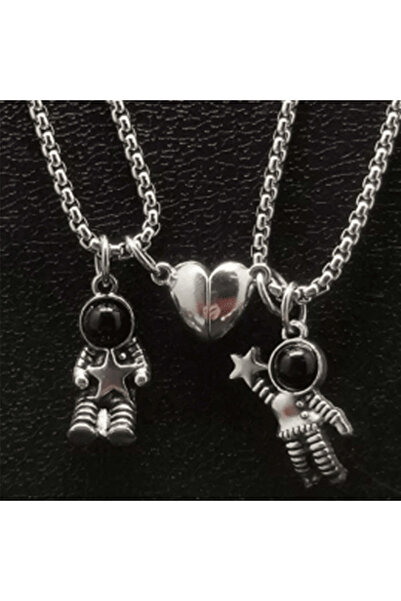 Choice Silver Fashion Spaceman Magnetic Attraction Couple Necklaces Friendshi...