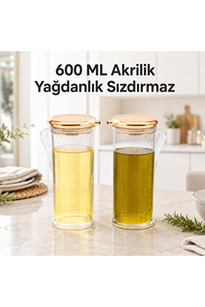 Milat Store 2-Piece Scale Oil Pot Set 600 Ml Leak Proof Acrylic