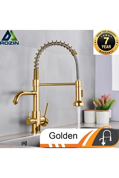 OEM Kitchen Sink Faucet Dual Flow Water Purifier Gold Spiral Fountain Imported