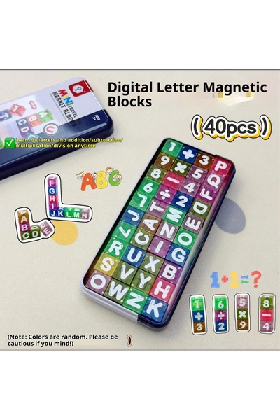 Choice 194A-40pcs Digital English Magnetic Block Iron Box Travel Portable Poc...