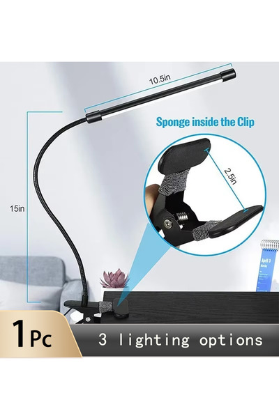 Choice مصباح قراءة LED أسود قابل للتركيب على المكتب، مصباح طاولة للدراسة في غ...