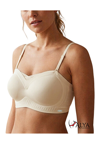 ALYA UNDERWEAR Сутиен без презрамки, без подплънки, с тюлени детайли, с фикси...