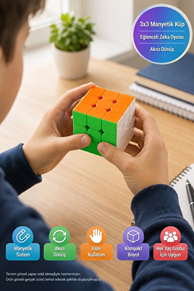TOYFEST Manyetik 3x3 Zeka Küpü Young Joe Tic Tac YJ8422 Stickerless Speed Cube Hız ve Beceri Oyunu 5.6 cm